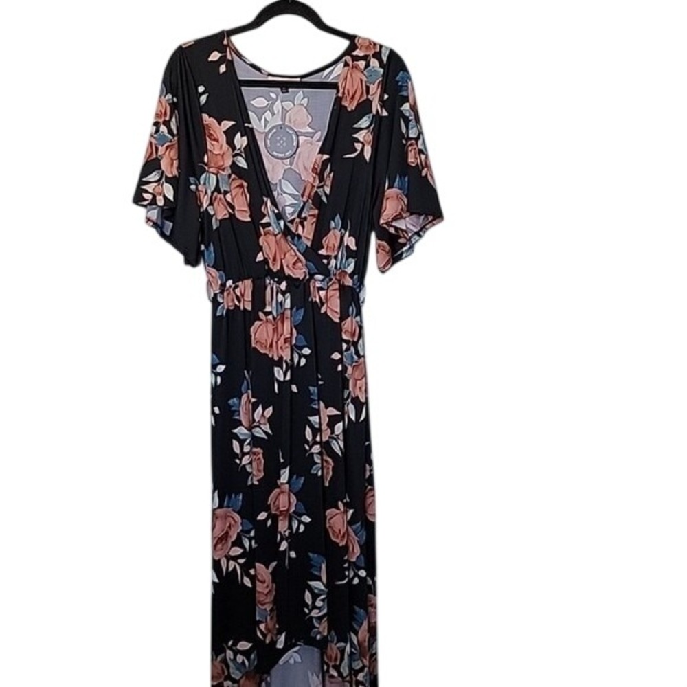 East Adeline Plus Size Midi Romantic Date Night floral surplice dress NWT 1X
